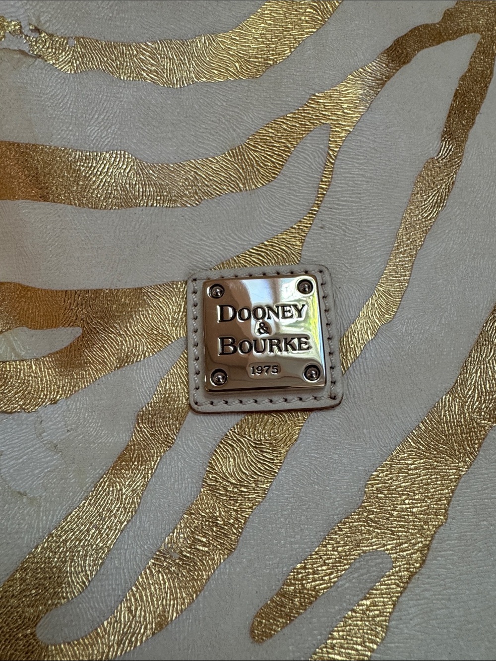 Dooney & Bourke Gold and Cream Zebra-Print Shoulder Bag - Picture 3 of 14